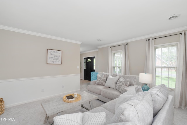 821 Regency Dr, Johnson City, TN 37604 - carpeted living room with ornamental molding and baseboards