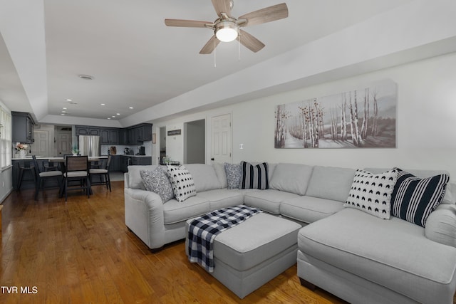821 Regency Dr, Johnson City, TN 37604 - living area with ceiling fan, wood finished floors, and recessed lighting
