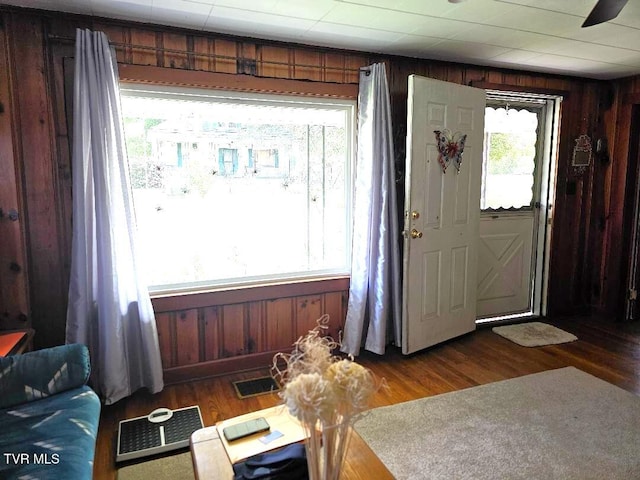 11811 Central St, Coeburn, VA 24230 - foyer with wood walls and wood finished floors