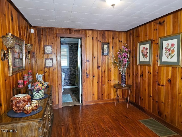 11811 Central St, Coeburn, VA 24230 - entrance foyer with wood finished floors, wooden walls, and baseboards