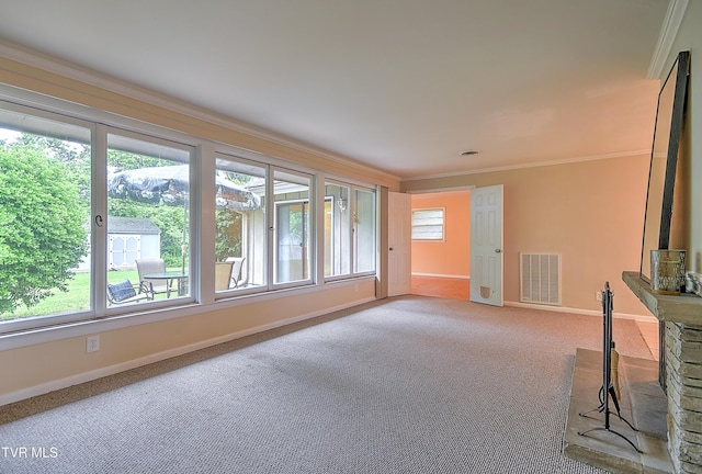 441 High Ridge Rd, Kingsport, TN 37660 - unfurnished living room featuring crown molding, carpet floors, healthy amount of natural light, and baseboards
