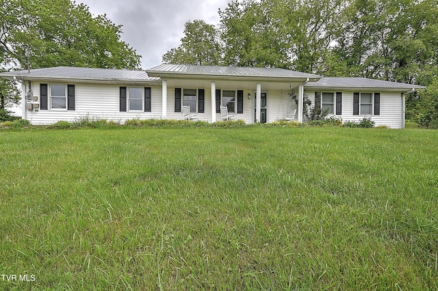 18505 Ironwood Loop, Abingdon, VA 24210 - ranch-style house with a porch, a front lawn, and metal roof