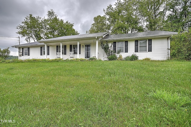 18505 Ironwood Loop, Abingdon, VA 24210 - ranch-style home with covered porch, a front lawn, and metal roof