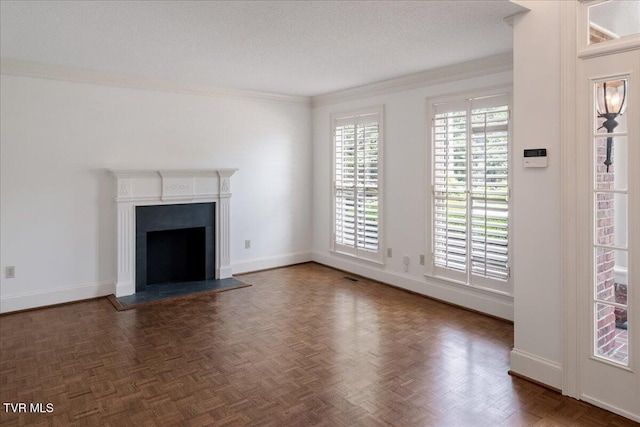 121 Queensgate, Bristol, TN 37620 - unfurnished living room featuring ornamental molding and a fireplace