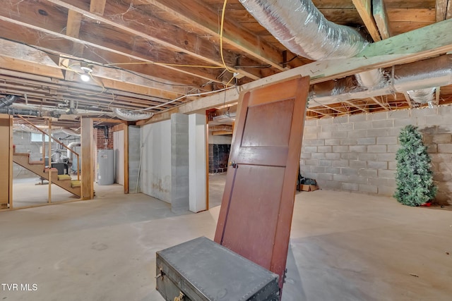 8836 Bristol Hwy, Hiltons, VA 24258 - unfinished basement with stairway and water heater