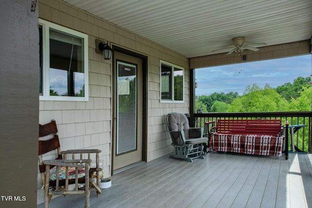 558 Oakland Dr, Bybee, TN 37713 - wooden terrace with ceiling fan