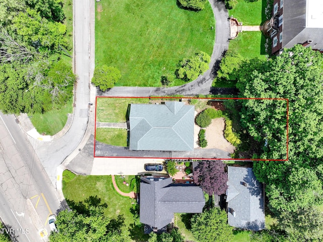 408 N Main St, Greeneville, TN 37745 - aerial view of property and surrounding area with property boundaries highlighted
