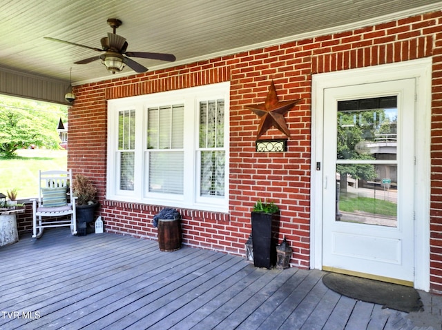 408 N Main St, Greeneville, TN 37745 - deck with a ceiling fan and a porch