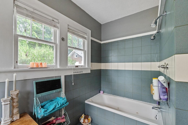 408 N Main St, Greeneville, TN 37745 - bathroom featuring tile walls, a whirlpool tub, and tiled shower