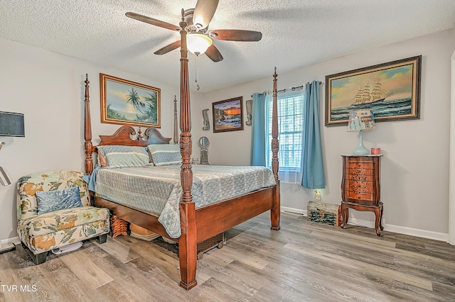 204 E Mountain View Rd # 20, Johnson City, TN 37601 - bedroom featuring wood finished floors, a textured ceiling, a ceiling fan, and baseboards