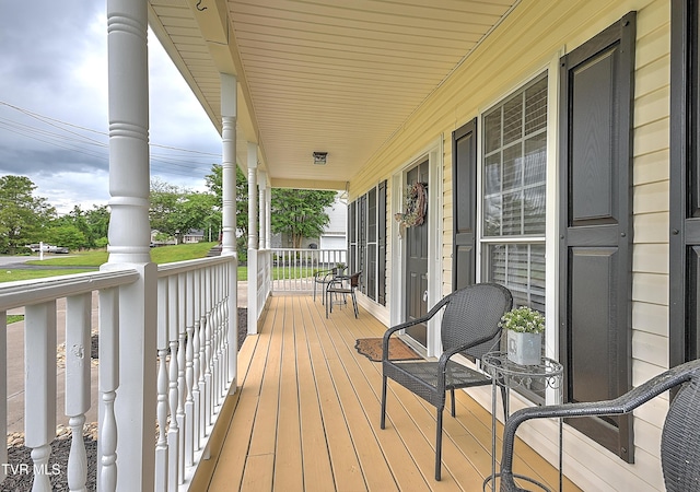 wooden deck featuring a porch