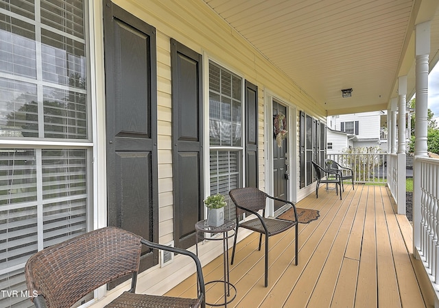 deck featuring covered porch