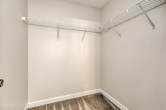 spacious closet with dark carpet