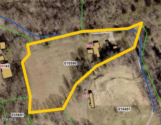 6560 Gilliam Rd, Wise, VA 24293 - aerial overview of property's location featuring property boundaries highlighted