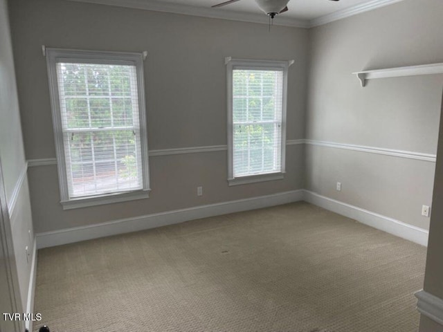 105 Ridgetop Dr, Johnson City, TN 37615 - carpeted empty room featuring a ceiling fan and crown molding