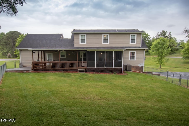3493 Weaver Pike, Bristol, TN 37620 - back of house featuring a sunroom and central AC unit