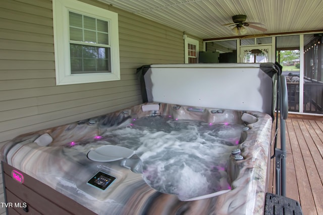3493 Weaver Pike, Bristol, TN 37620 - wooden deck with ceiling fan and a hot tub