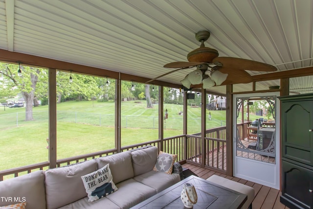 3493 Weaver Pike, Bristol, TN 37620 - sunroom featuring a ceiling fan, outdoor lounge area, and plenty of natural light