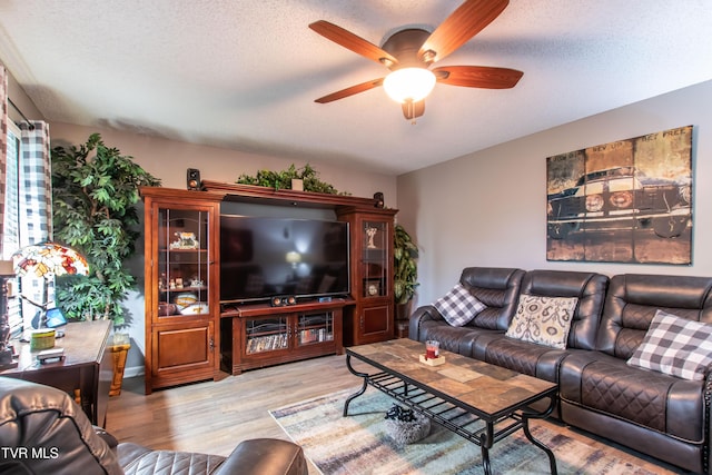 3493 Weaver Pike, Bristol, TN 37620 - living room with ceiling fan, light wood finished floors, and a textured ceiling