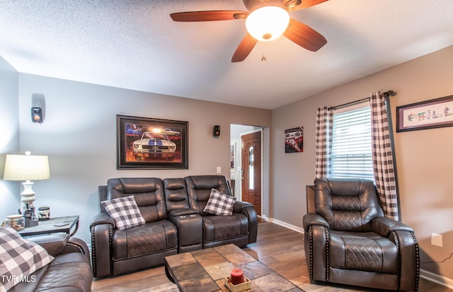 3493 Weaver Pike, Bristol, TN 37620 - living area with wood finished floors, ceiling fan, and baseboards