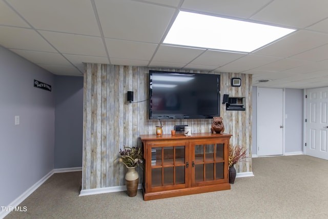 3493 Weaver Pike, Bristol, TN 37620 - finished basement with a paneled ceiling, baseboards, carpet flooring, and wood walls