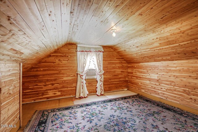 454 Cedar St, Bluff City, TN 37618 - additional living space featuring wooden walls, wooden ceiling, and lofted ceiling