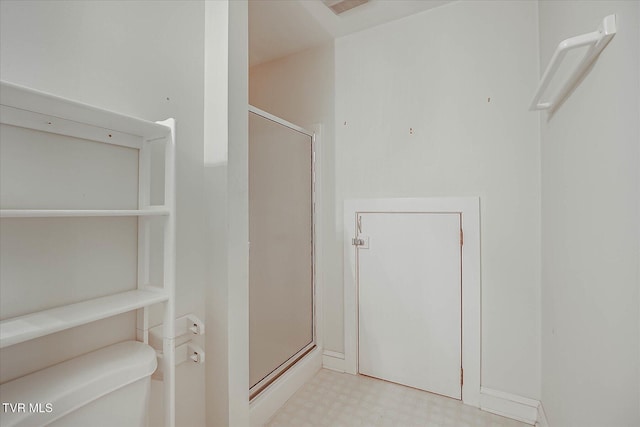 454 Cedar St, Bluff City, TN 37618 - bathroom with tile patterned floors and a shower stall