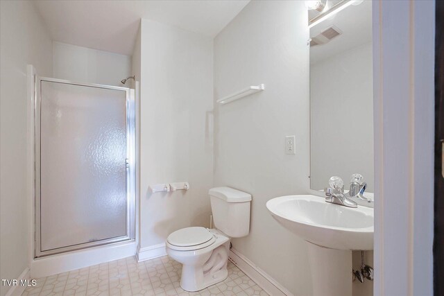 454 Cedar St, Bluff City, TN 37618 - full bath with a stall shower and tile patterned floors