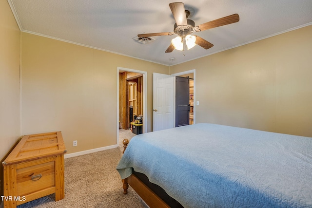 373 Mckeehan Ridge Rd, Elizabethton, TN 37643 - carpeted bedroom with crown molding, ceiling fan, and baseboards