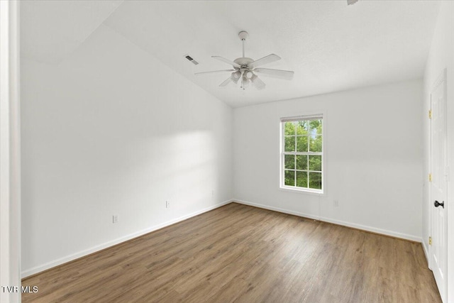 212 Amanda Ln Unit 2, Bristol, TN 37620 - unfurnished room featuring vaulted ceiling, wood finished floors, ceiling fan, and baseboards