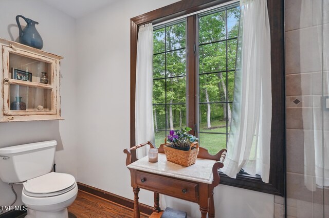 150 NW New Melrose St, Coeburn, VA 24230 - bathroom featuring wood finished floors, baseboards, and toilet