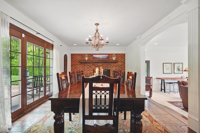 150 NW New Melrose St, Coeburn, VA 24230 - dining space with arched walkways, a chandelier, and recessed lighting