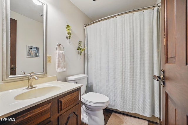 150 NW New Melrose St, Coeburn, VA 24230 - full bath with toilet, vanity, curtained shower, and wood finished floors