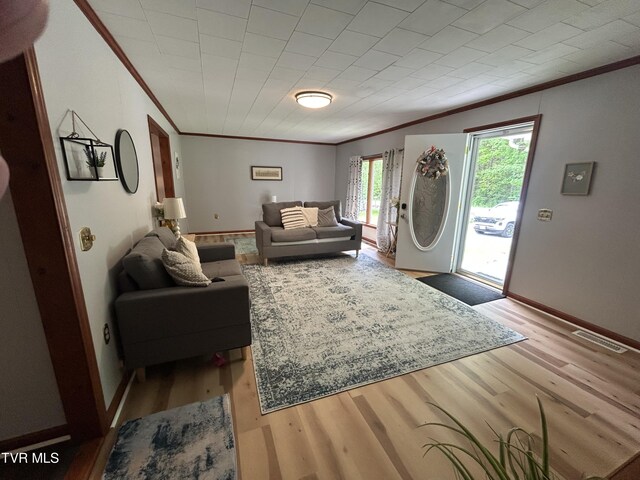 200 Glenbrook Mountain Rd, Keokee, VA 24265 - living area with ornamental molding, wood finished floors, and baseboards