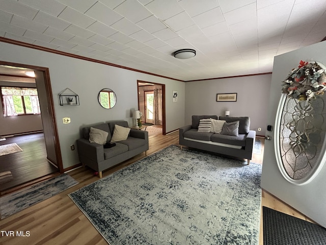 200 Glenbrook Mountain Rd, Keokee, VA 24265 - living area with crown molding, wood finished floors, and baseboards