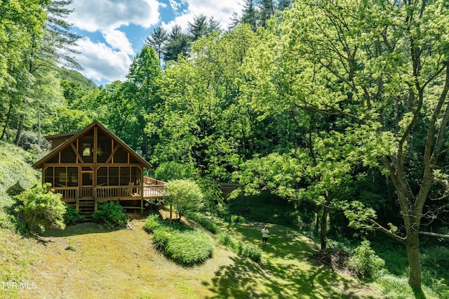 109 Hatley Hollow Rd, Butler, TN 37640 - view of yard with a view of trees and a deck