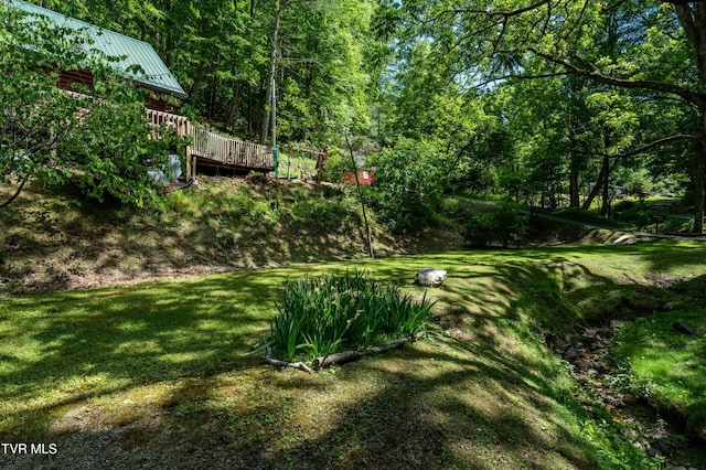 109 Hatley Hollow Rd, Butler, TN 37640 - view of green lawn with a wooded view