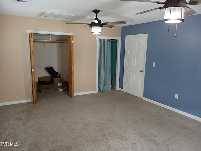 1318 Willow St, Kingsport, TN 37664 - unfurnished bedroom featuring attic access, carpet floors, ceiling fan, and baseboards