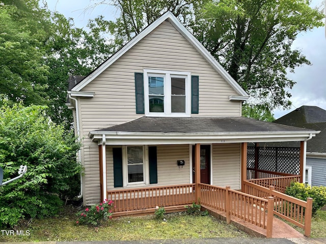 919 Russell St, Bristol, VA 24201 - view of front of house featuring covered porch and roof with shingles
