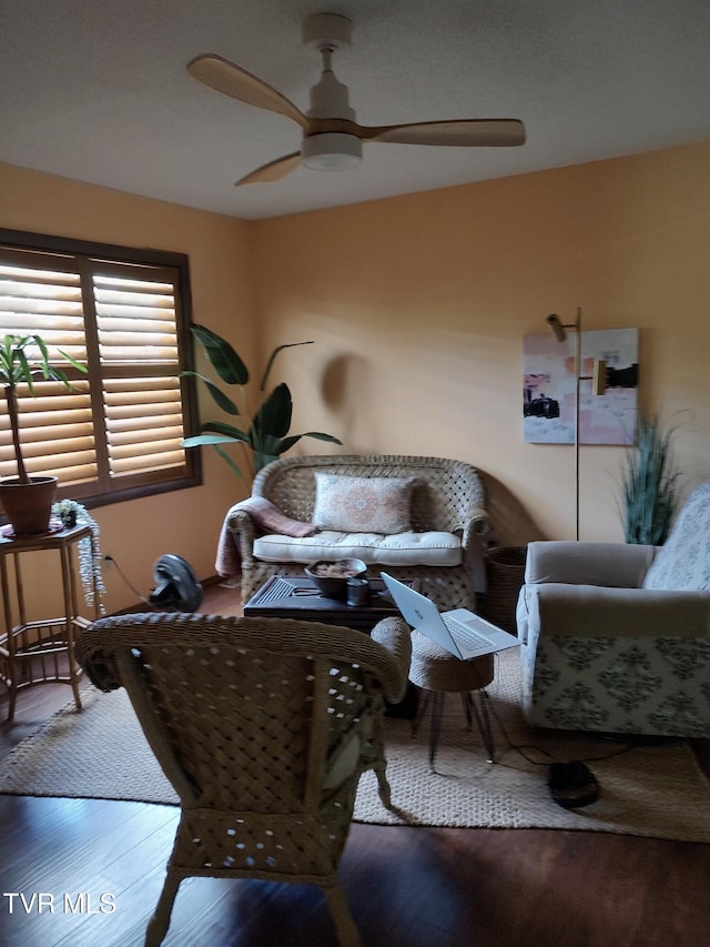 3742 Beech Grove Rd, Jonesville, VA 24263 - living room featuring a ceiling fan and wood finished floors