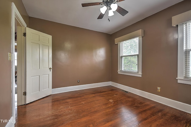 15497 Porterfield Hwy, Abingdon, VA 24210 - spare room with dark wood-type flooring, baseboards, and ceiling fan
