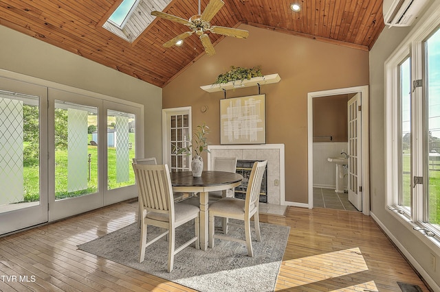 15497 Porterfield Hwy, Abingdon, VA 24210 - sunroom featuring french doors, a wall unit AC, lofted ceiling, and a skylight