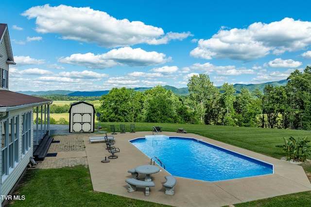 7540 Erwin Hwy, Chuckey, TN 37641 - swimming pool featuring a lawn, a mountain view, and a patio