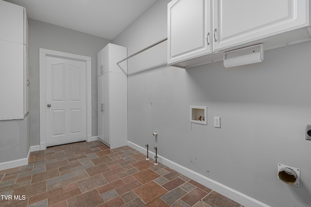 7540 Erwin Hwy, Chuckey, TN 37641 - washroom with cabinet space, hookup for a washing machine, hookup for an electric dryer, stone finish flooring, and baseboards