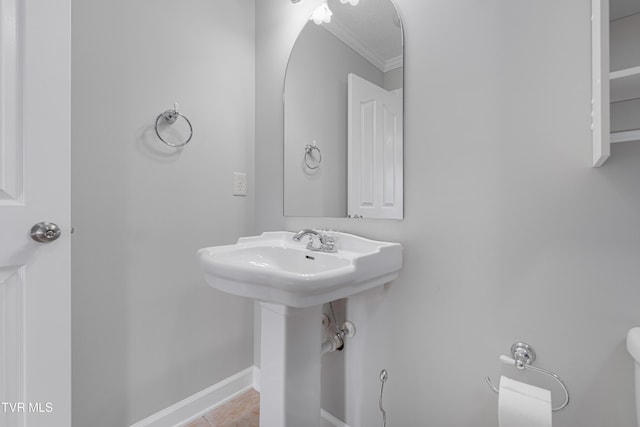 7540 Erwin Hwy, Chuckey, TN 37641 - bathroom featuring ornamental molding, tile patterned flooring, and baseboards
