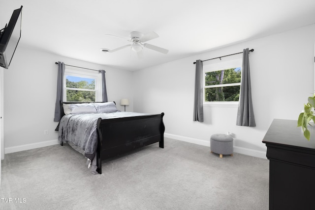 405 Castaway Dr, Kingsport, TN 37663 - bedroom with baseboards, light carpet, and a ceiling fan