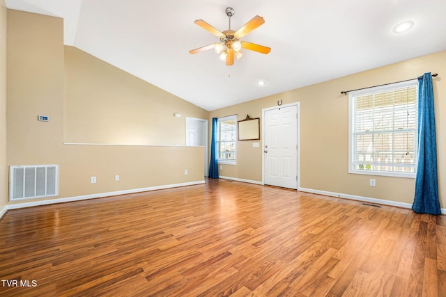 1213 American Way, Jonesborough, TN 37659 - unfurnished room with a ceiling fan, light wood-style flooring, baseboards, vaulted ceiling, and recessed lighting