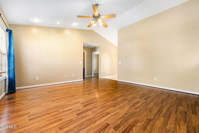 1213 American Way, Jonesborough, TN 37659 - spare room with ceiling fan, wood finished floors, baseboards, lofted ceiling, and recessed lighting