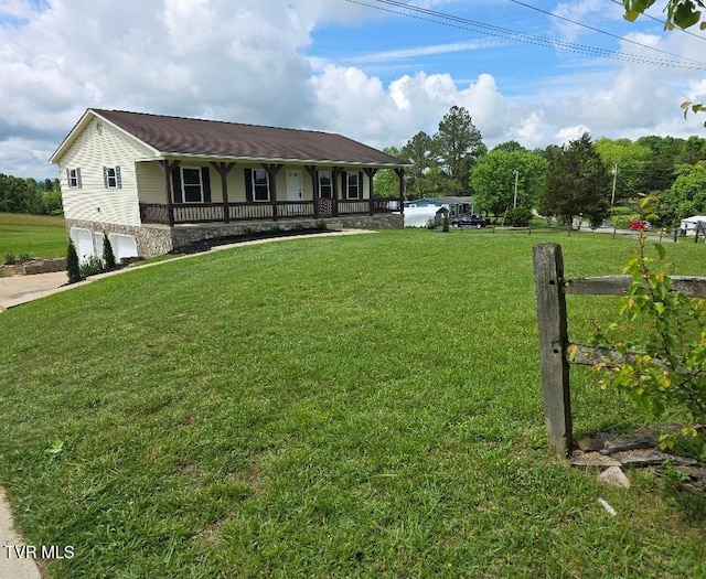 20 Weems Chapel Cv, Mosheim, TN 37818 - ranch-style house with a porch, a garage, and a front lawn