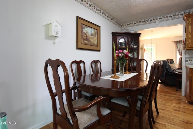 16319 Mary St, Abingdon, VA 24210 - dining area with a textured ceiling, light wood-style floors, and a chandelier